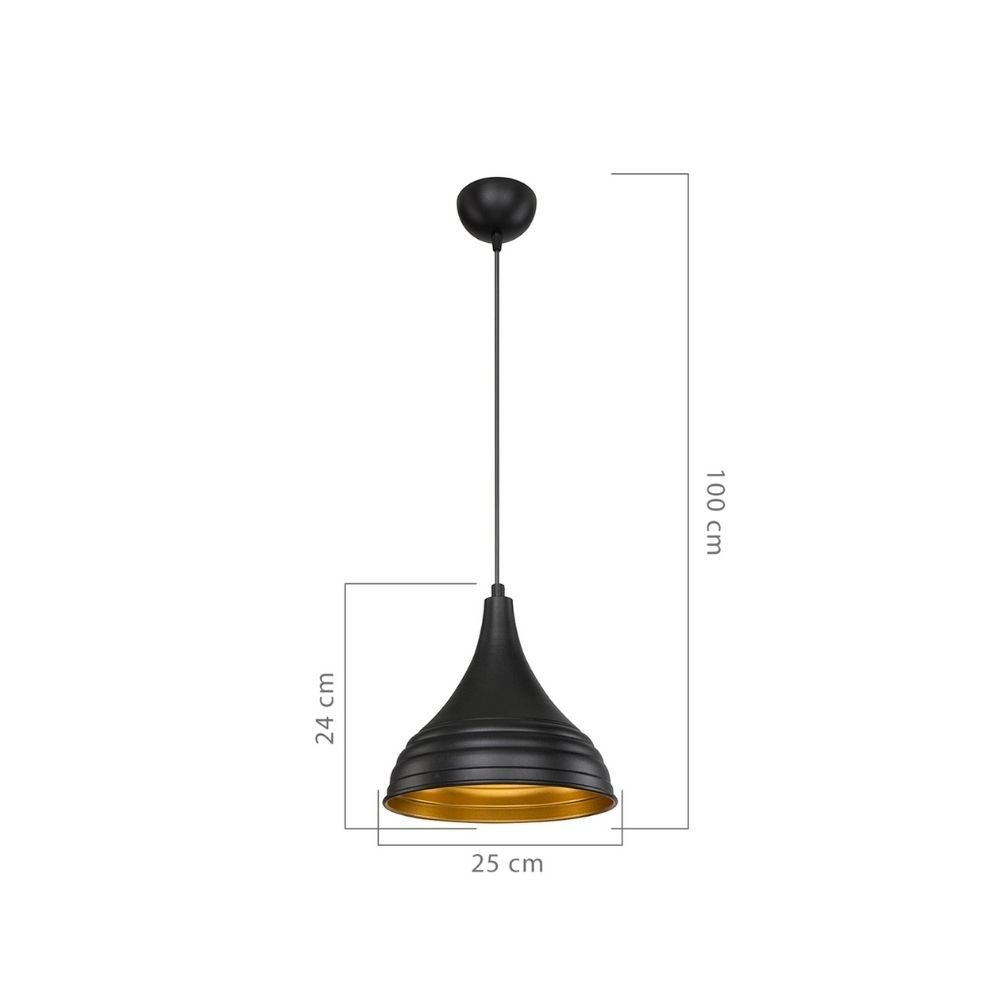 Lampada a sospensione Leda ASZ1338 in metallo nero EFFEZ