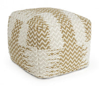 Pouf Timbuctu Bianco-Beige 45x45 cm in tessuto