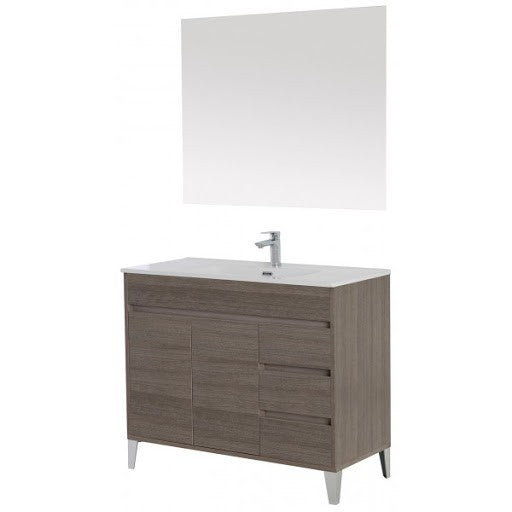 Composizione bagno Linea Mondo colore Rovere Scuro due ante tre cassetti 102x47x h85 cm