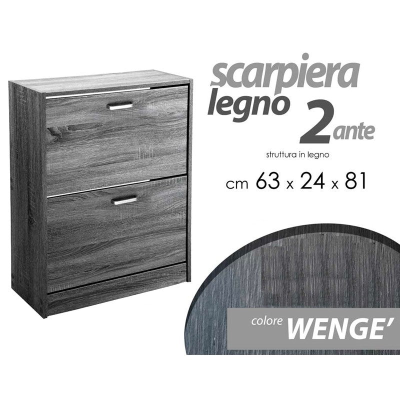 Scarpiera moderna grigia 2 ribalte slim cm 63 x 24 x 81 h