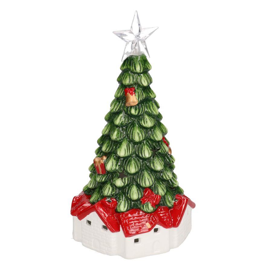 Albero ceramica verde con led cm16x15,5h30,5