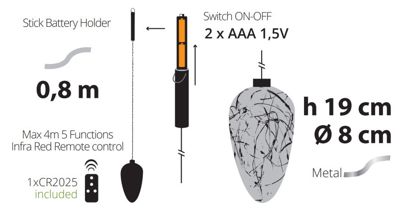 Pigna CGB 15 Micro LED Ø9 x H19cm