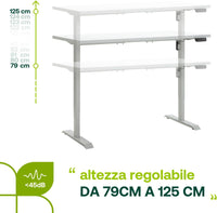 Scrivania Regolabile in Altezza Motore e Display 150x69 cm Bianco Laccato