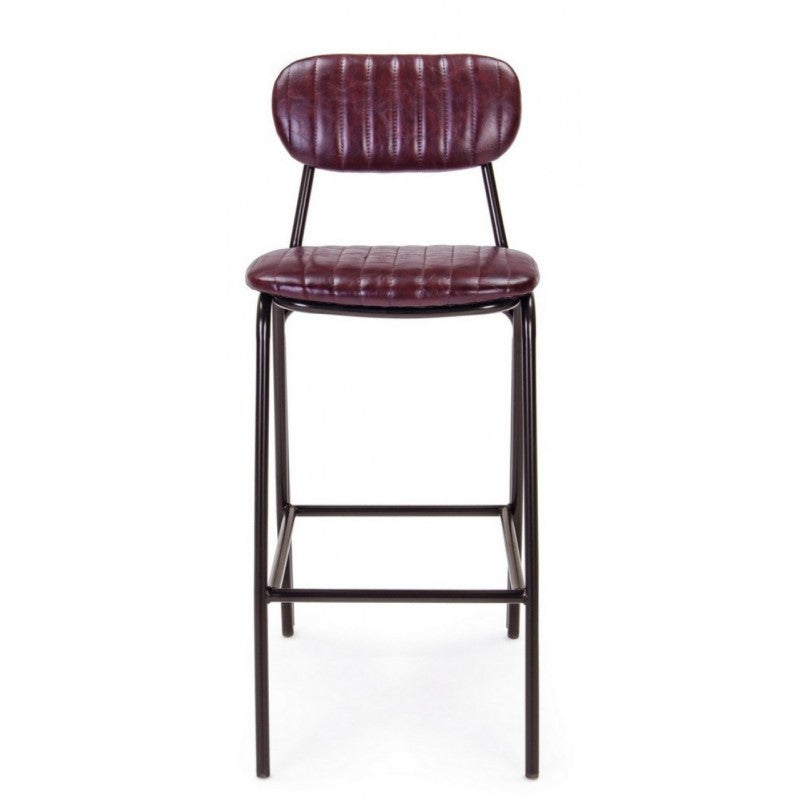 Sgabello vintage da bar in simipelle Bordeaux DEBBIE 44x51x h100 cm