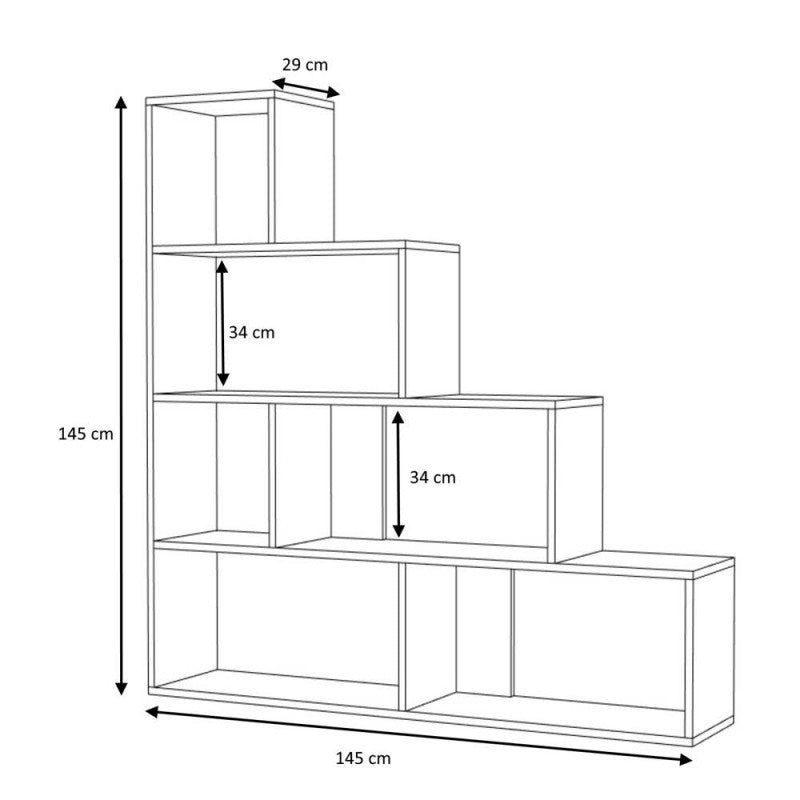 Libreria a scala  Alis bianca 145x29xh.145 cm.