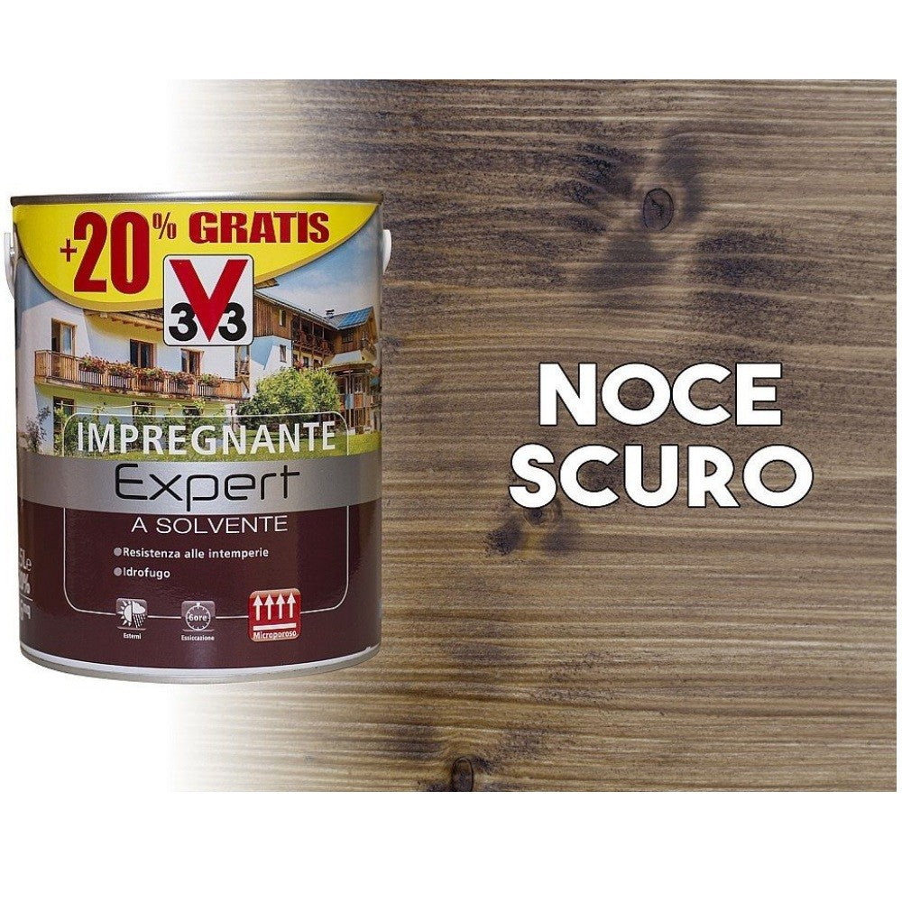 Impregnante a solvente protettivo per legno Expert noce  scuro 3 litri