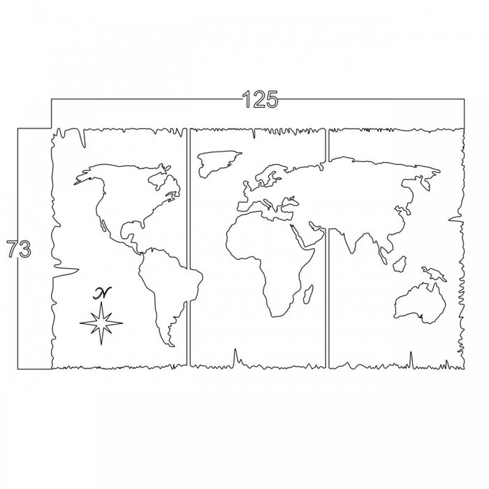 Quadro decorazione murale mappa nera cm cm 125x73 h (MT1924241) EFFEZ