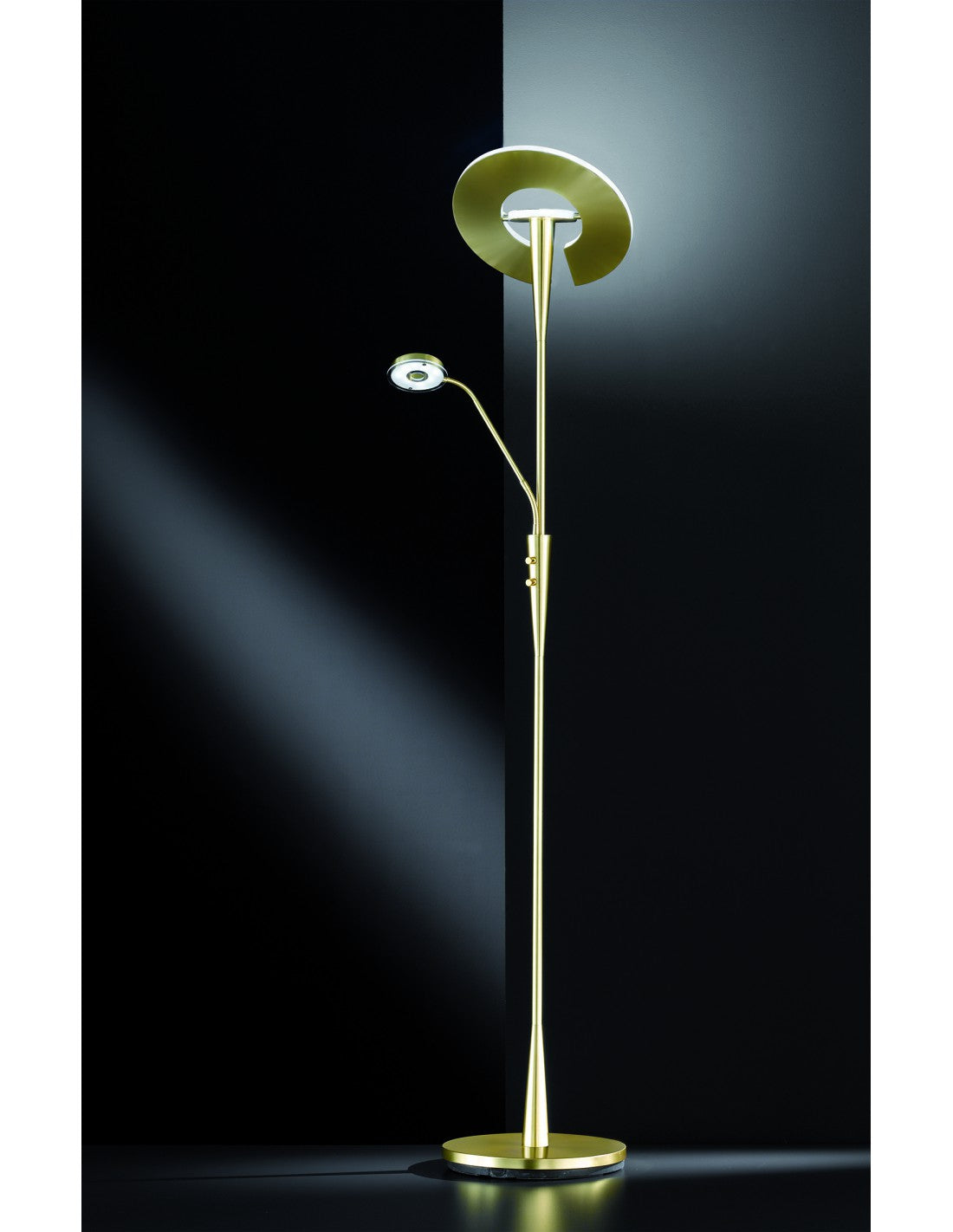 Piantana Led Con Luce Spot da Lettura Dimmerabile Quebec Ottone Trio Lighting