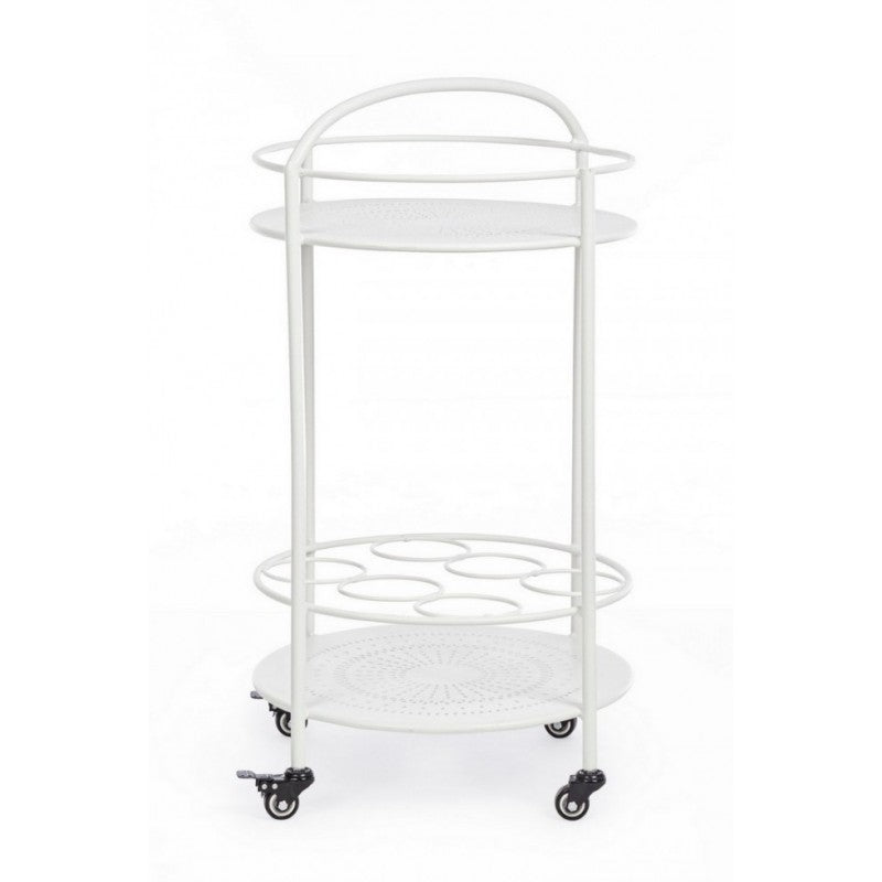 Carrello per bottiglie in acciaio Bianco