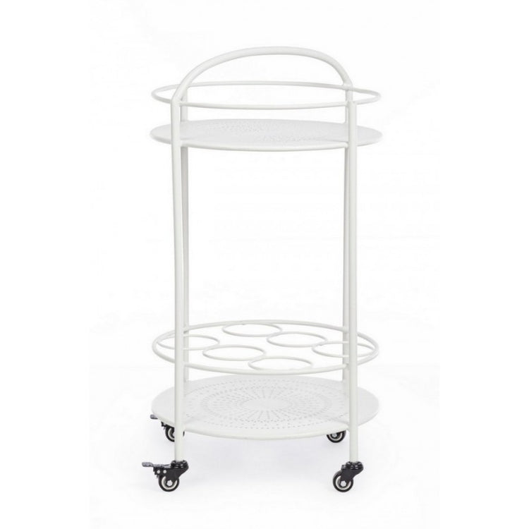 Carrello per bottiglie in acciaio Bianco