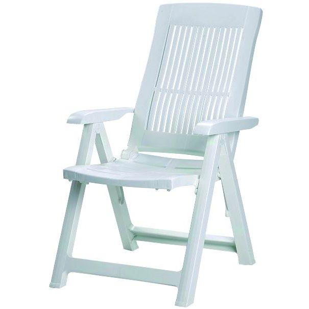 Poltrona Pieghevole in Polipropilene Bianco Tampa - Ideale per Interno ed Esterno - Dimensioni 60P x 61L x 109H cm