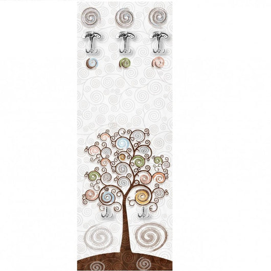 Appendiabiti  moderno dipinto Tree White a muro 46x125cm