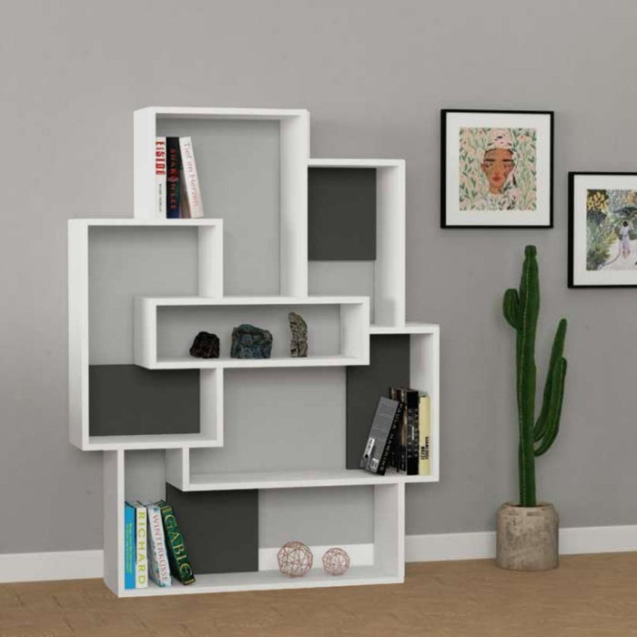 Libreria Barce bianco antracite 101x22x132h