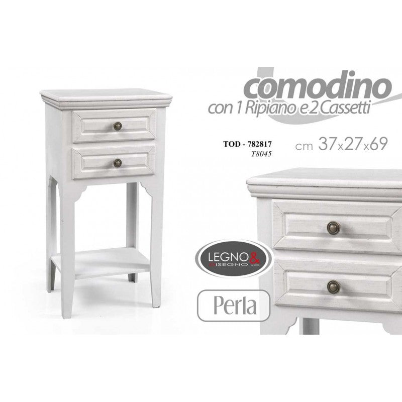 Comodino da camera bianco shabby cm 37 x 26.5 x 69 h