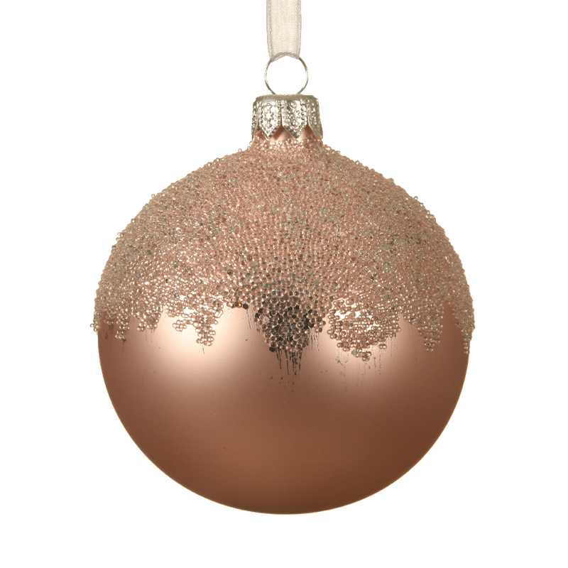 Pallina di natale con top ricoperto di glitter Ø8 cm