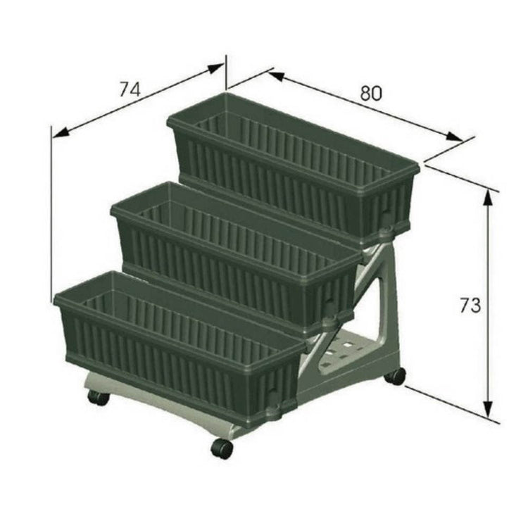 Kit di 3 fioriere su tre livelli con carrello Bama Verde