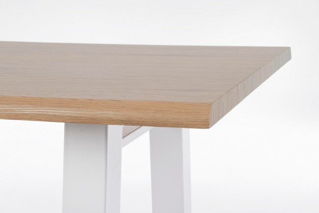 Tavolo bianco in legno e acciaio stile naturale cm 180x90