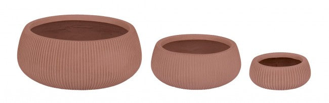 Set3 P.Vaso Ribbed Bomb Terracotta Basso