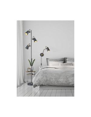 Piantana Minimal 3 Coni Orientabili Edward H160 cm Nero e Oro Trio Lighting