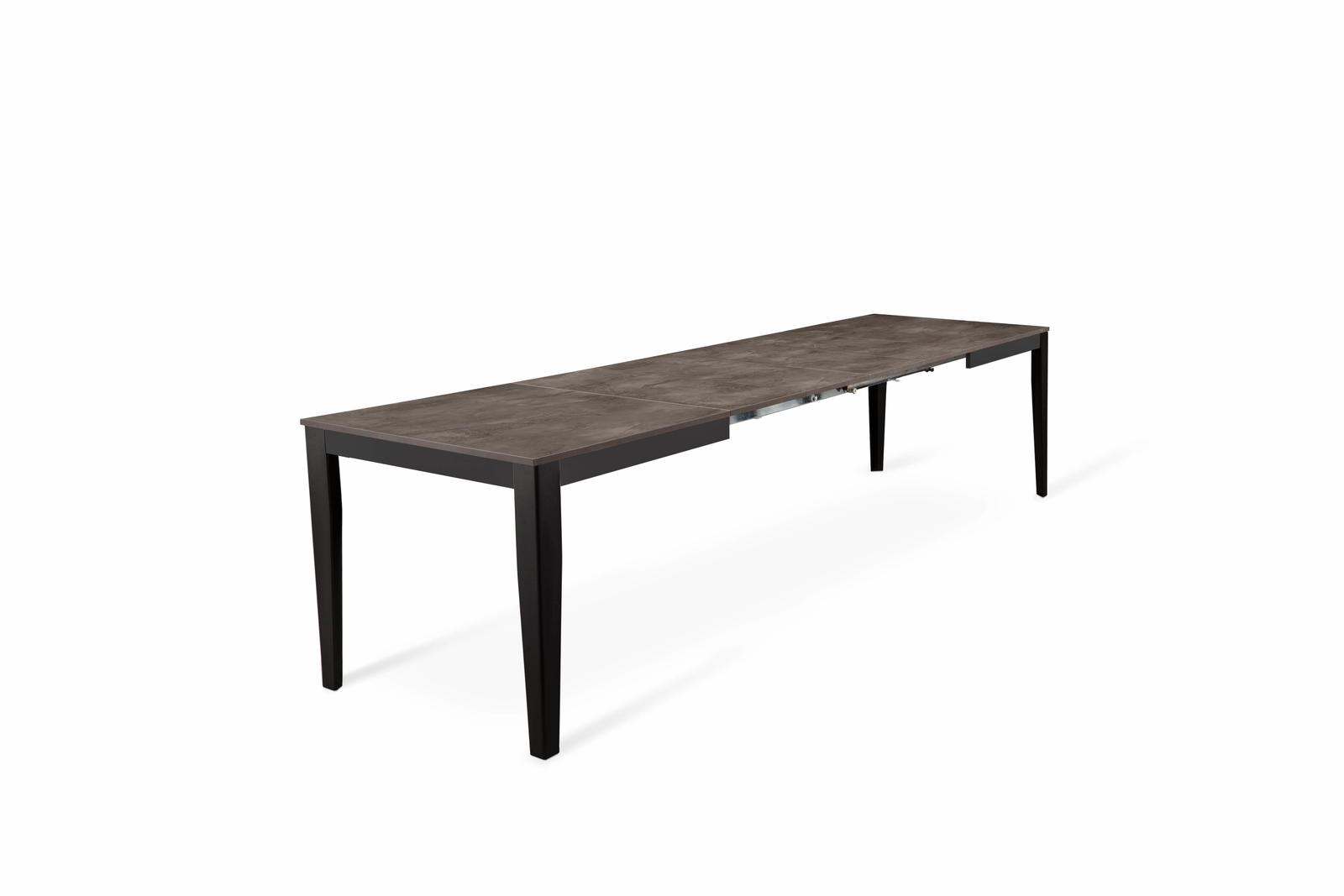 Tavolo allungabile cemento grigio- metallo nero 80 cm x 130- 290 cm H. 76 cm