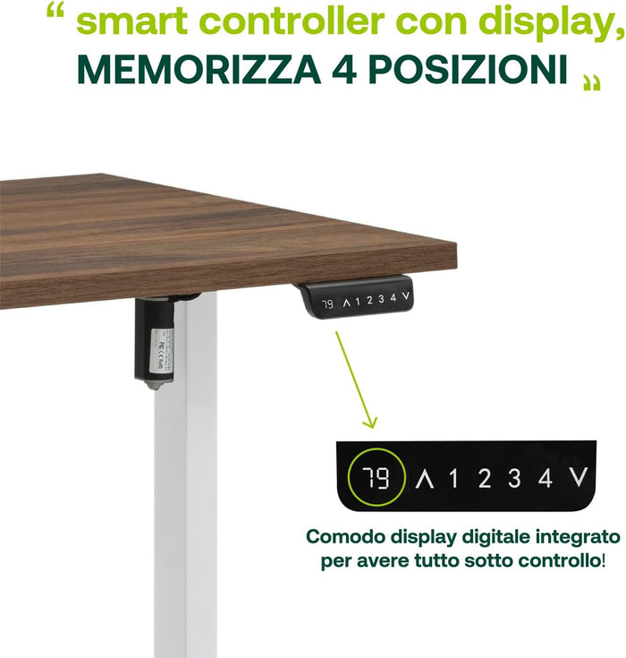 Scrivania Regolabile in Altezza con Motore e Display - 150x69 cm