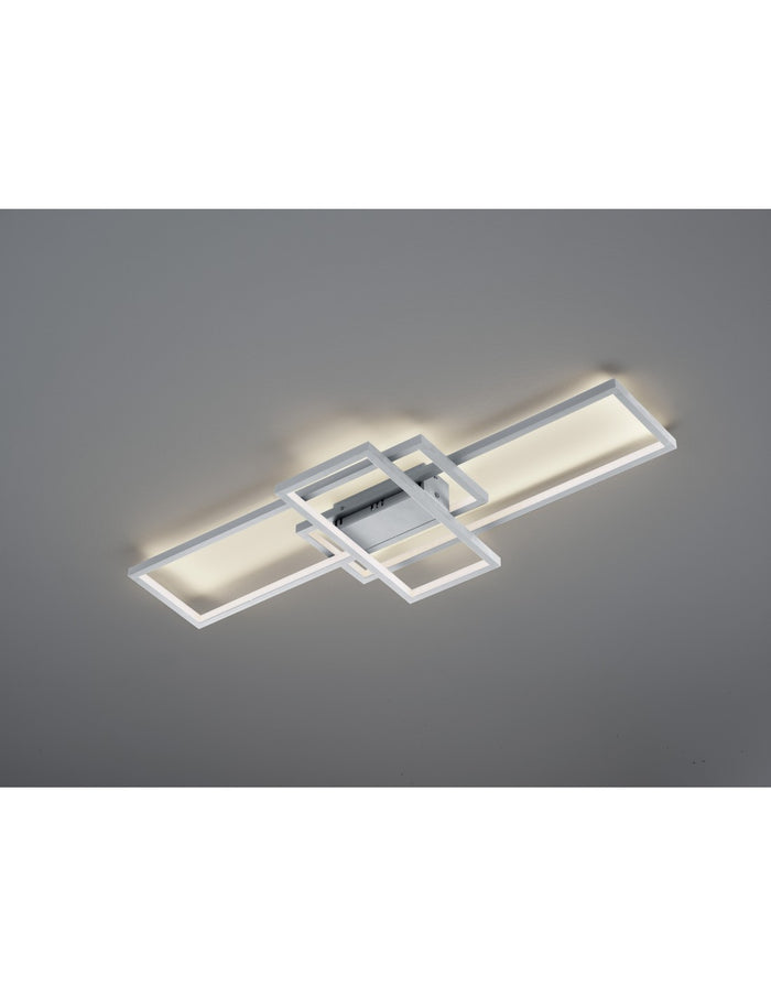 Plafoniera Led Thiago 3 Rettangoli L104 cm Nichel Trio Lighting