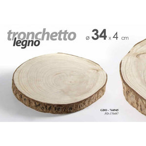 Tronco tronchetto in legno vassoio decorazione cm 34