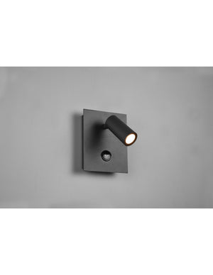 Applique Tunga Spot Led Antracite Orientabile IP54 Con Sensore Trio Lighting