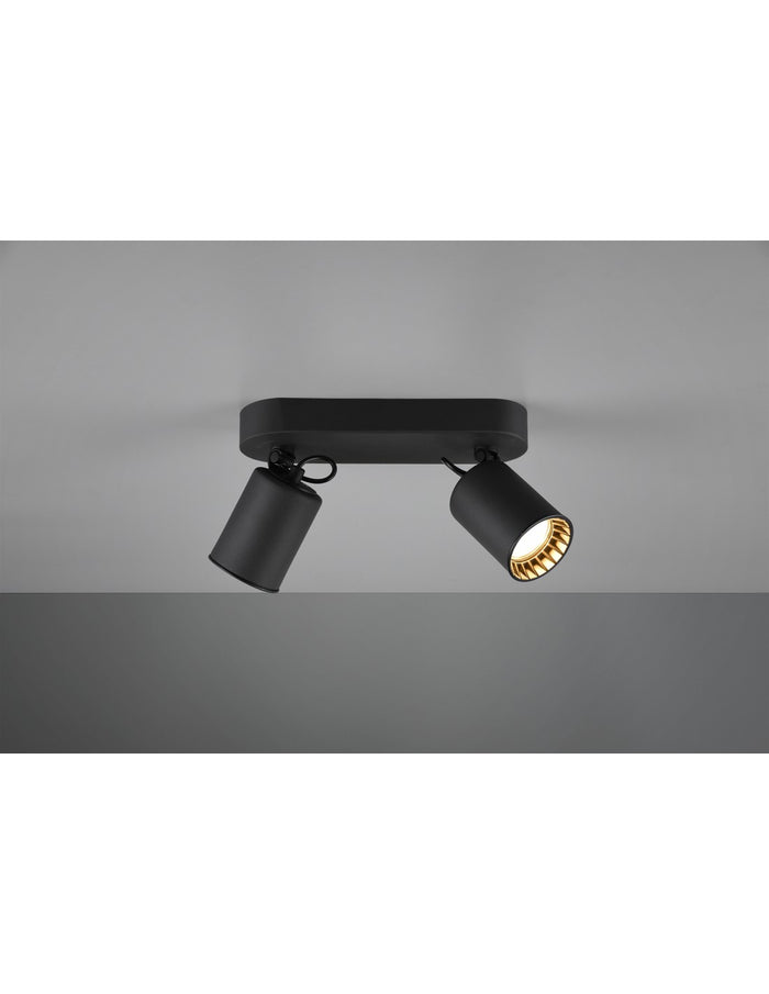 Lampada Soffitto 2 Faretti Spot GU10 Orientabili Pago Nero Trio Lighting