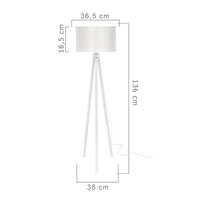 (2c) Lampada a piantana treppiedi in legno e tessuto Bianco RODI 36x h136 cm EFFEZ