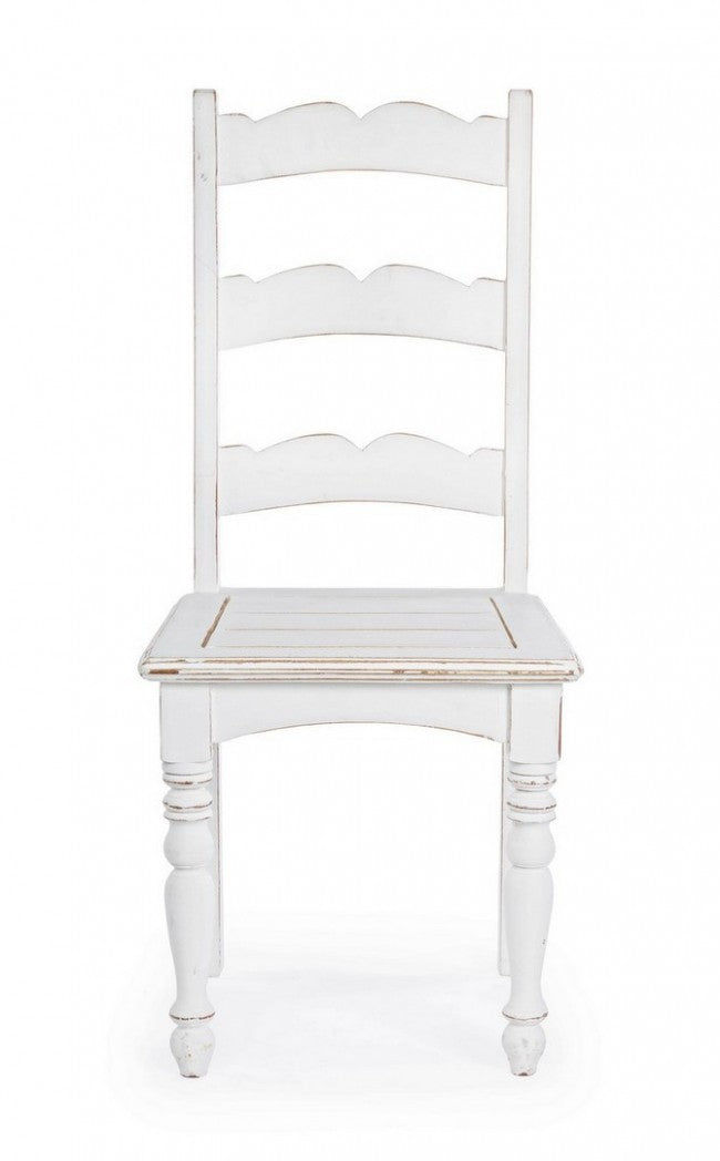 Sedia Colette in legno stile rustico bianco shabby