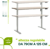 Scrivania Regolabile in Altezza Standing Desk Con 4 Altezze (150x69 cm) Colore Rovere Sonoma e Bianco