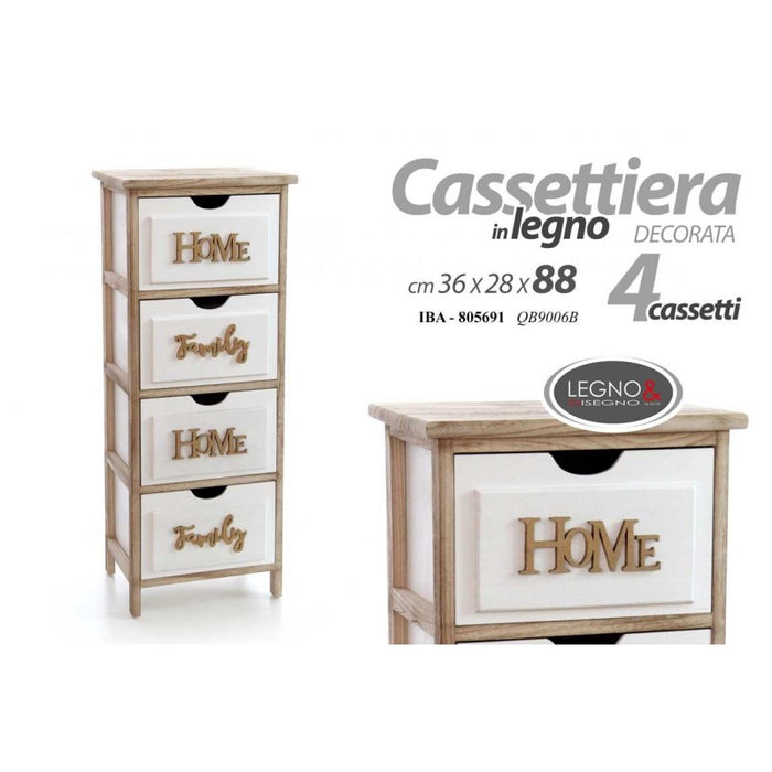 Cassettiera Home Family  bianco legno cm 88 h