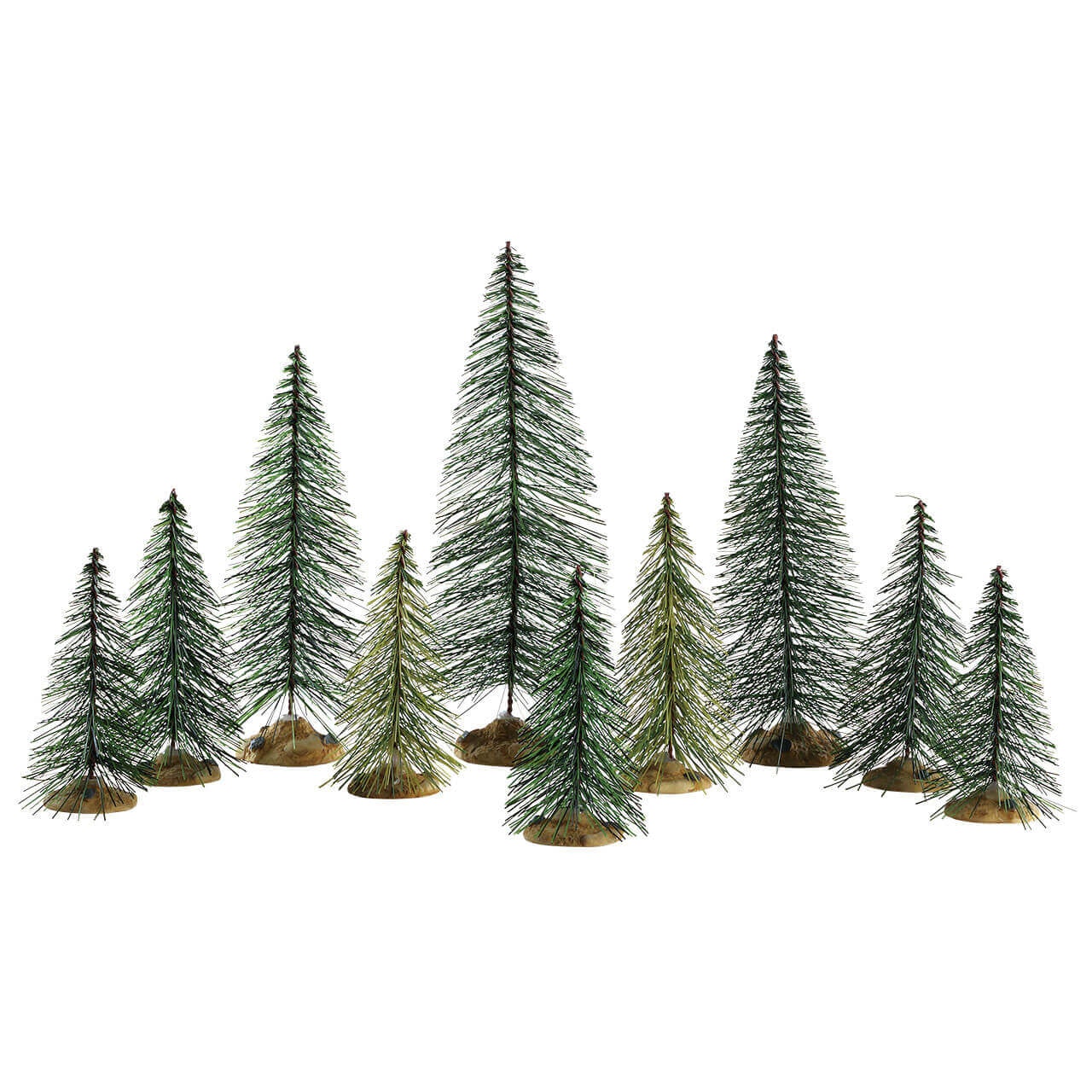 Lemax Needle Pine Trees Set Of 10 - Set di 10 alberi di pino aghi per villaggio di Natale