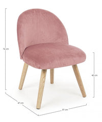 Poltroncina vintage in tessuto Rosa Antico ADELINE 47x57x h76 cm