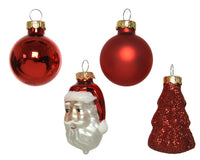 Pallina di Natale Figure di vetro lucido opaco con glitter misti colore rosso natalizio L 2.8cm x P 2.7cm x H 6cm