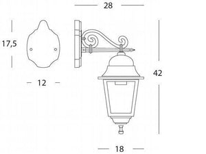 Applique Media In Basso E27  linea old  biancoargento