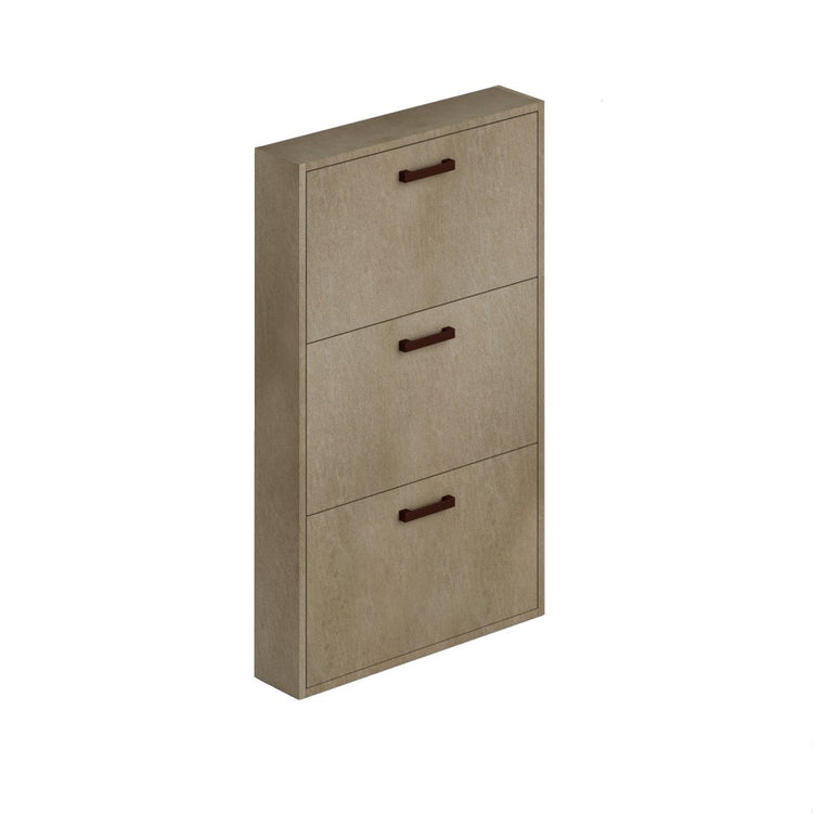 Scarpiera Slim Argilla Frassinato in legno nobilitato 3 ribalte cm 108x65x15