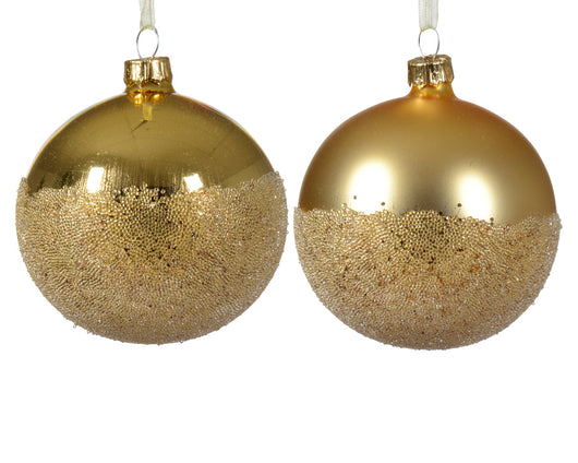 Pallina di Natale Vetro sfera lucido-opaco ballotine fondo 2col asse colore oro chiaro ø 8cm