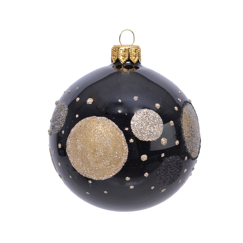 Palline nera con pianeti glitter Ø8 cm