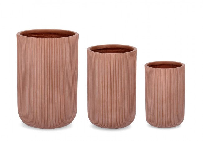 Set3 P.Vaso Ribbed To Terracotta