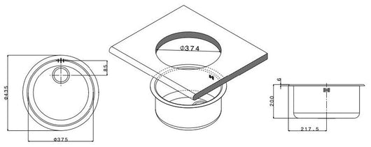 Lavello Circolare Sottotop D. 435 Mm