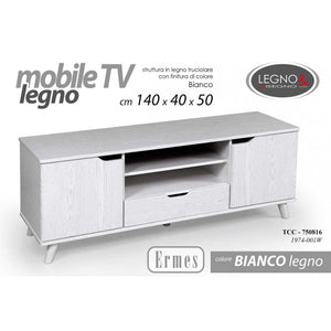 Porta tv bianco mobile basso cm 140x40x50