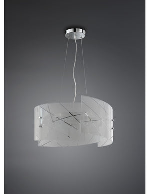 Sospensione Sandrina Vetro Graniglia Bianco 3xE27 Ø50 cm Trio Lighting