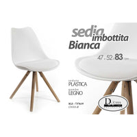 Sedia in plastica e legno bianca casa ufficio  cm 47 x 52 x 83 h