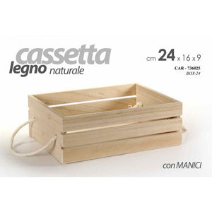 Cassetta in legno decoupage naturale con manici pub ristorante cm 24 x 16 x 8.5 h