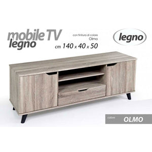 Porta tv basso con cassetto ed ante olmo cm 140 x 40 x 50 h