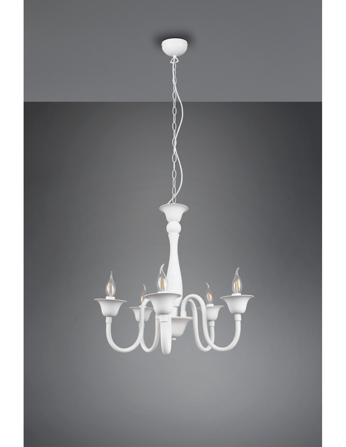 Lampadario Bianco 5 Luci Con Catena Elsa Trio Lighting