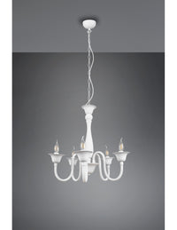 Lampadario Bianco 5 Luci Con Catena Elsa Trio Lighting