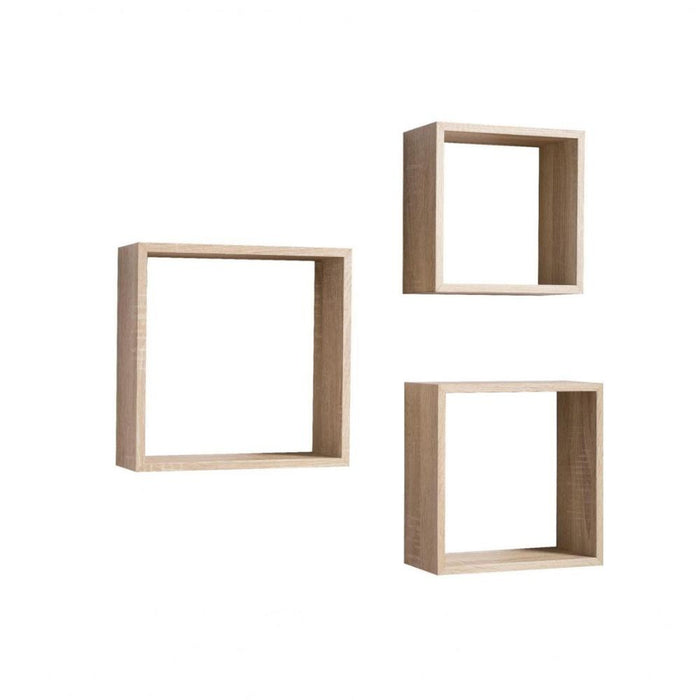 Set 3 mensole da parete Shelvy Cub forma cubo colore sonoma